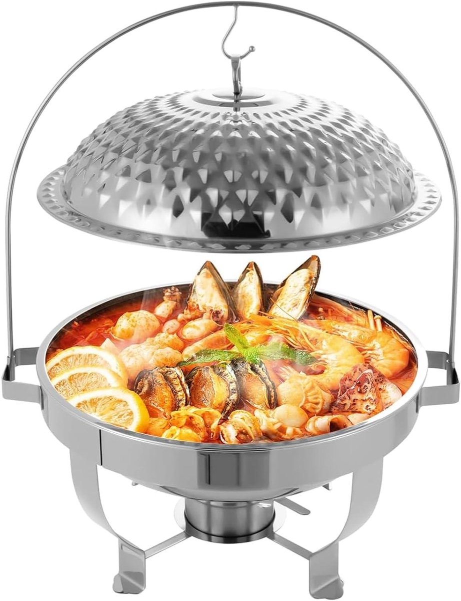Buffet Serveerset - Warmhoudbak - Feestelijke Bijeenkomsten - Zonder Elektriciteit - 4 Delen - Zilver