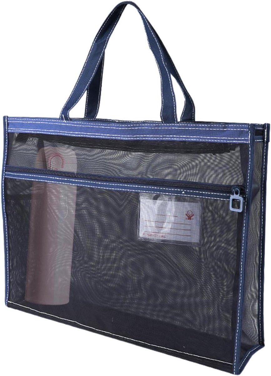 Mesh ritszakken - Documenten organizer - Kunst opslag - Transparant ontwerp - A3 formaat - Blauw