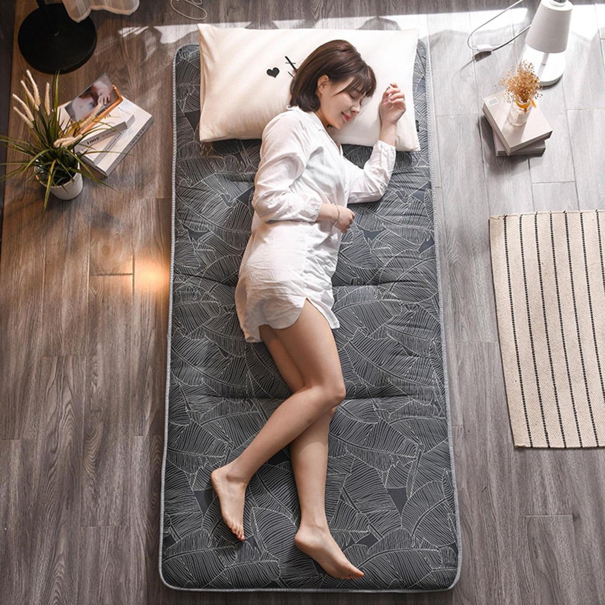 Japanse Vloermatras - Tatami Slaapmat - Comfortabel Slapen - Drielaagse Structuur - 100x200cm - Naturel