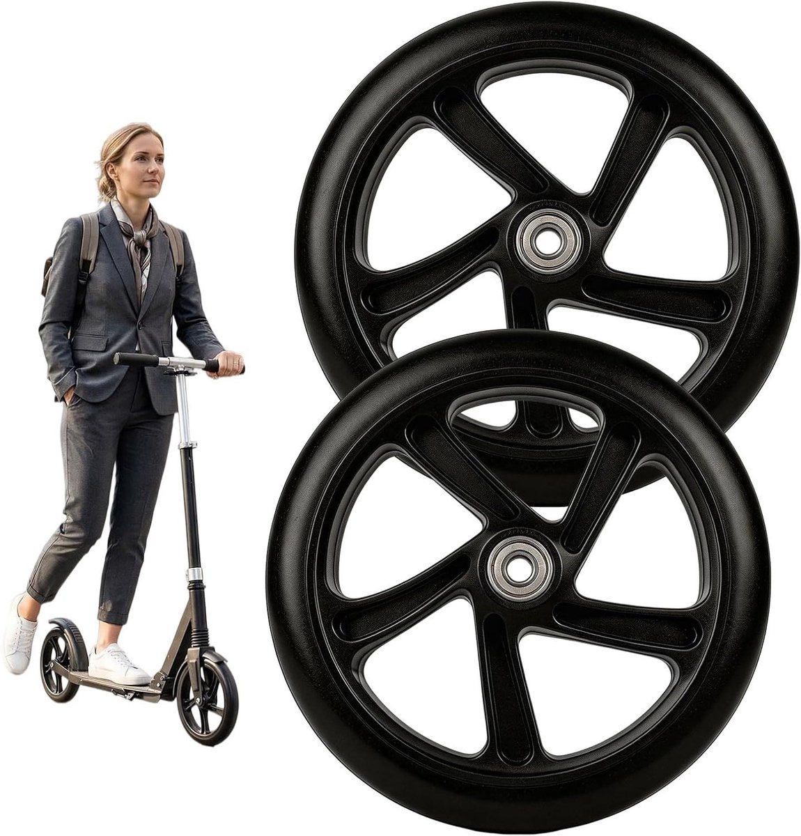 Scooterbanden Set - Reservewielen Step - Comfortabel Rijden - Dikke Slijtvaste Banden - 200 mm - Zwart