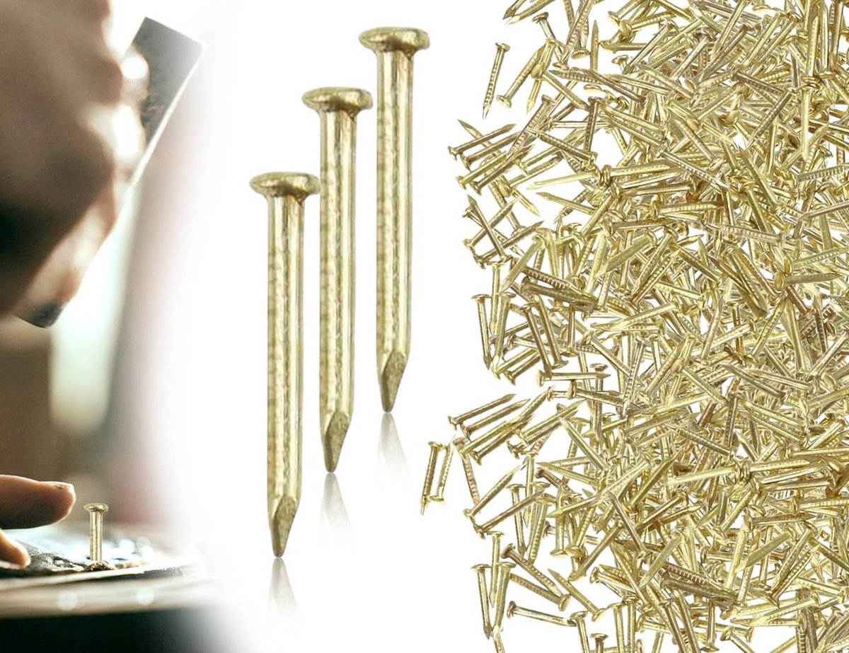 100 g kleine mini spijkers voor het ophangen van foto's - ronde kop foto spijkers - kleine kunstmatige spijkers - wand spijkers - DIY accessoires (geel, 1.2 x 15 mm)