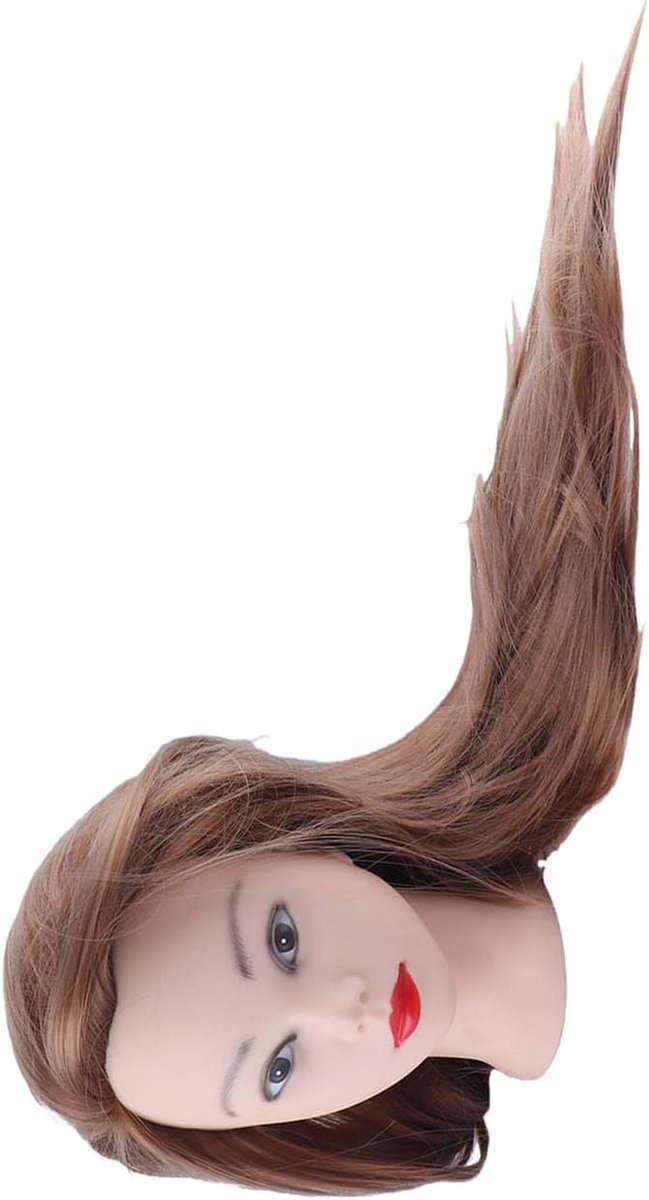 Mannequin Hoofd Styling - Oefenpop Haar - Kappers Oefenen - Hoge Temperatuur Vezel - 65 cm - Bruin