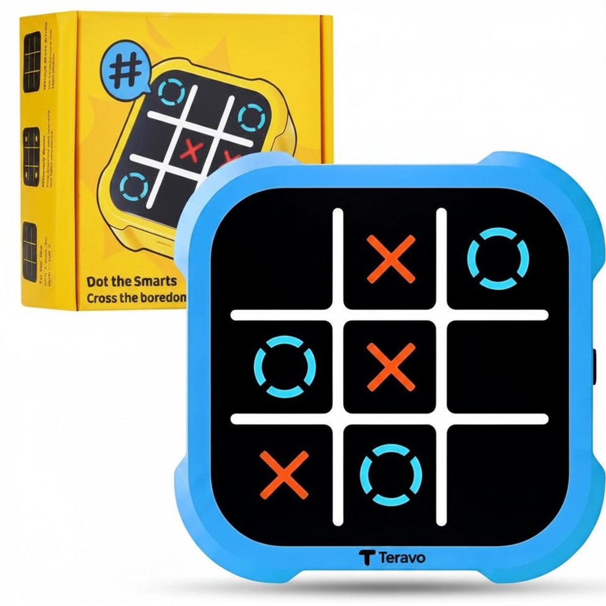 Teravo Boter Kaas en Eieren Spel 3-in-1 - Whack A Mole - Tic Tac Toe - Memory Spelletjes - Reisspelletjes Kinderen - Educatief Speelgoed - Reisspellen - Cadeau voor Jongens en Meisjes - Vakantie Vliegtuig / Auto - Reizen - Blauw