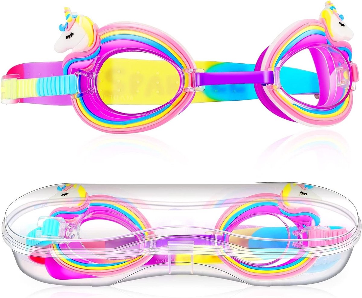Kinderen Zwemgoggles met Anti-Fog en Transparante Lens - Leuke Zwemgoggles voor Peuters en Kinderen van 4-8 Jaar - Unicorn Ontwerp, Waterdicht en Comfortabel