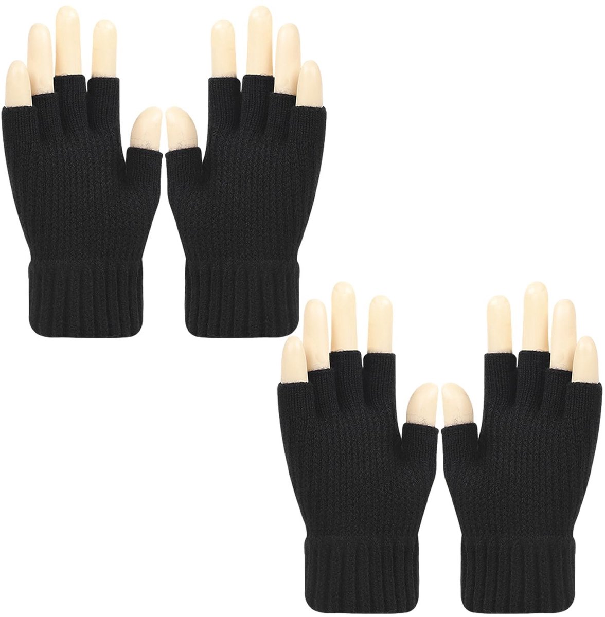 Dailygoody - Gebreide Winterhandschoenen - Warme Handschoenen - Zwart - Uniseks - Geschikt voor Fietsen en Skiën