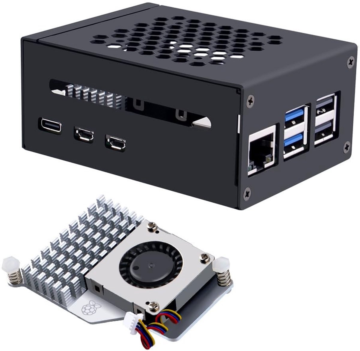 Dailygoody - Raspberry Pi 5 Behuizing - Actieve Koeler - Bescherming en Koeling - Metalen Behuizing - Geschikt voor Raspberry Pi 5 - Model KZ-002
