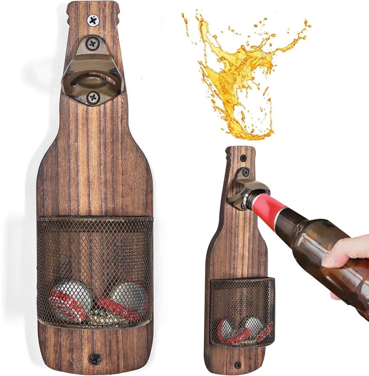 Dailygoody - Houten flesopener - Creatieve wandmontage - Ideale baraccessoires - 25L x 8B cm - Perfect voor buiten - Biercadeaus voor mannen