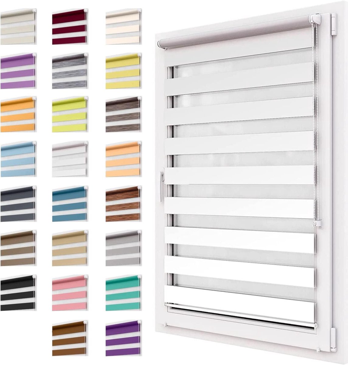 Dubbel Rolgordijn - Duo Rollo Klemmfix - Raambekleding - Lichtdoorlatend en verduisterend - 41x220 cm - Wit
