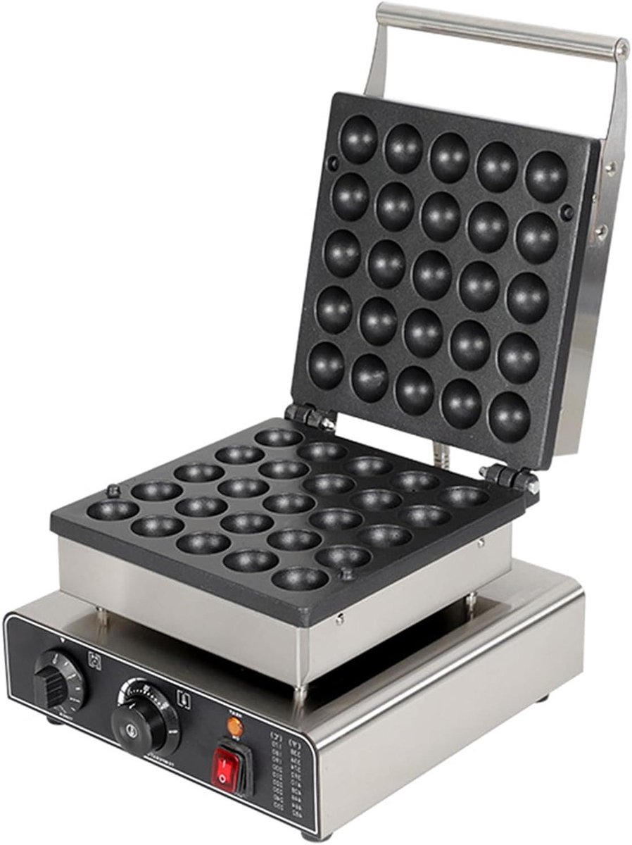 Pannenkoekenmaker - Mini Pannenkoeken Apparaat - Snacks Maken - 25 Ronde Pannenkoeken - 1750W - Zilver
