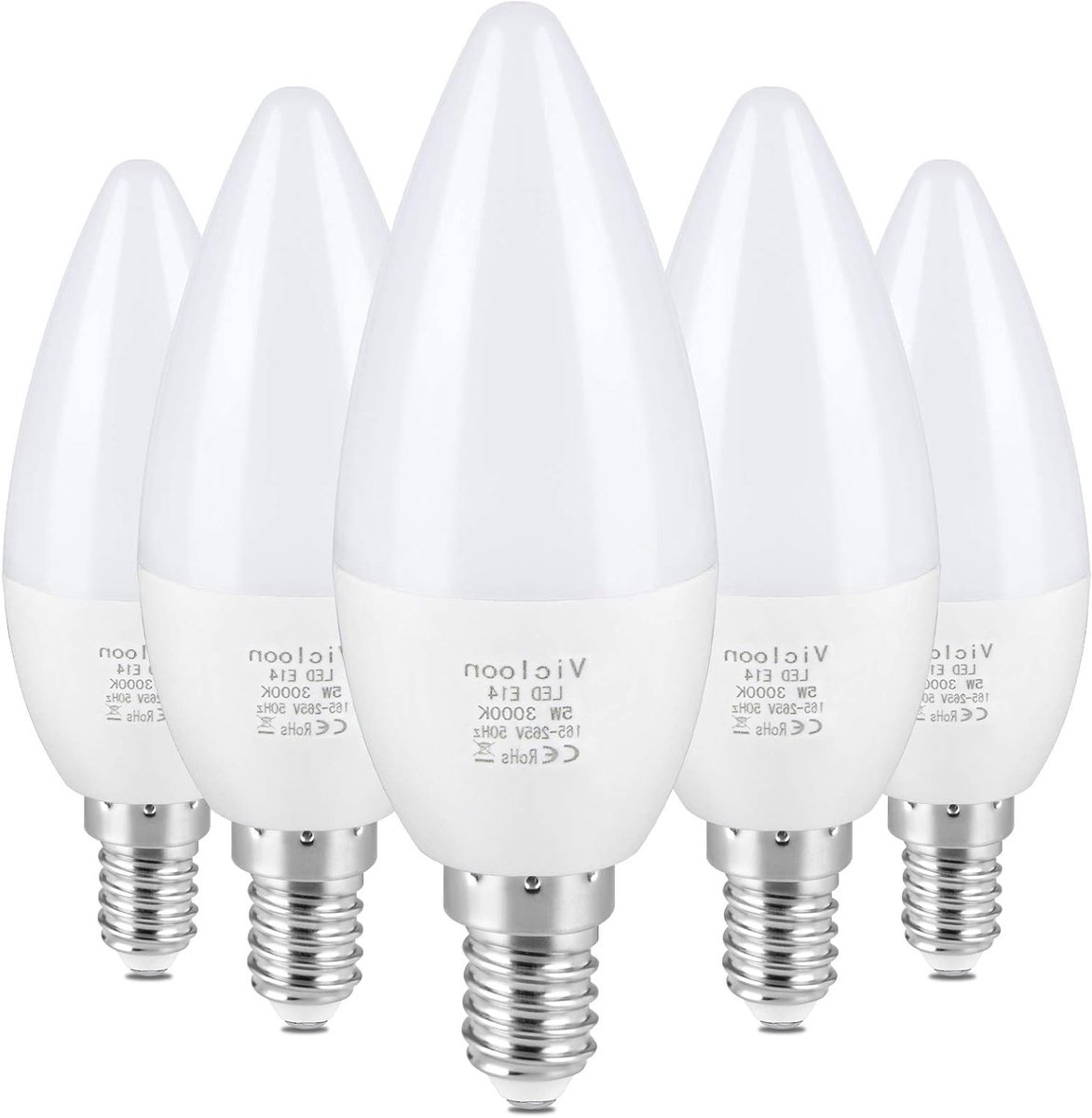 5-delige E14 LED kaarslamp set, 5.5 W warm wit 3000 K, 500 lumen, vervangt 40 W halogeen,