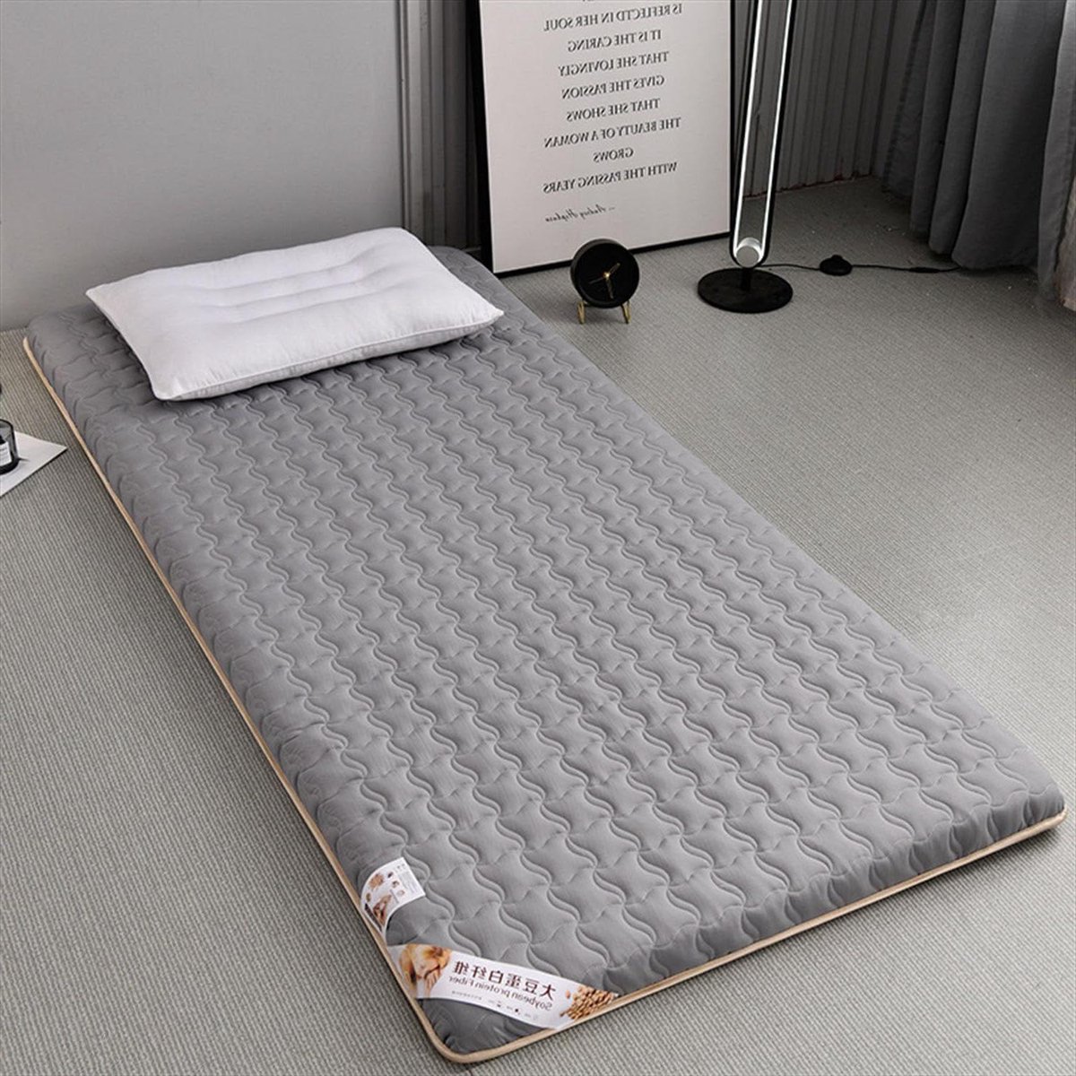 Japanse Tatami Matras - Vloermatras Opvouwbaar - Comfortabel Slapen - Meerlaagse Ondersteuning - 150 x 200 cm - Grijs