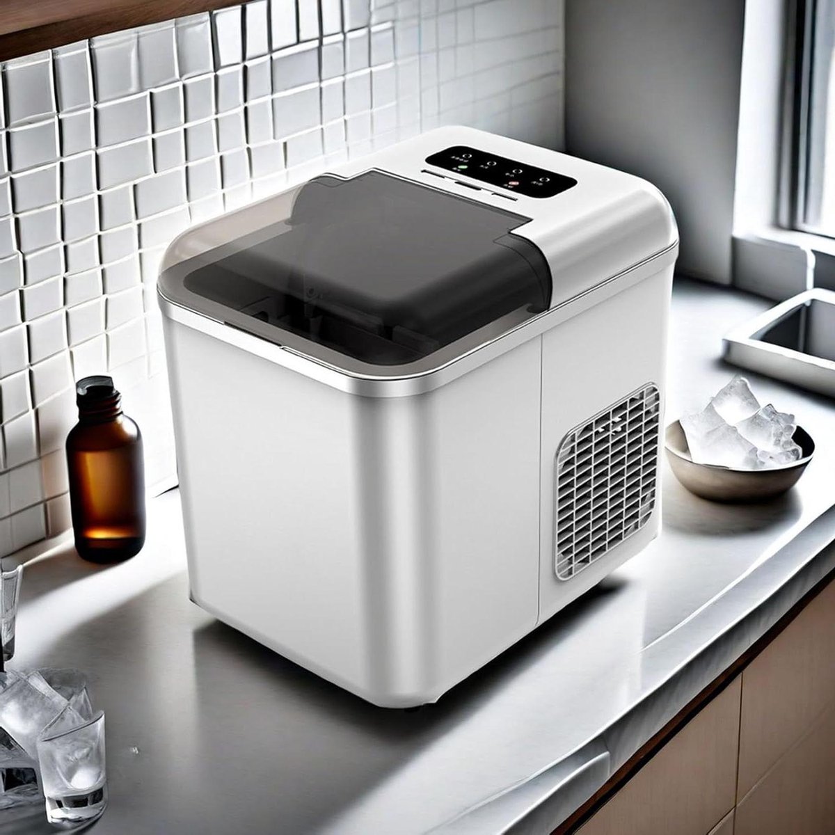 IJsmachine voor thuis - IJsblokjesmachine - Drankjes Koelen - Snel IJs Maken - 12 kg per 24 uur - Zilver