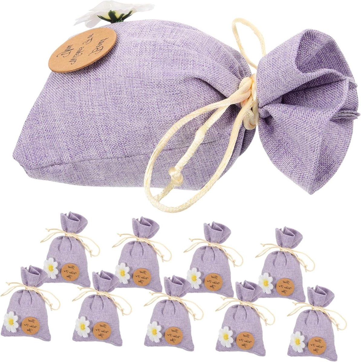 Geurzakjes Linnen - Scent Bags - Opbergen Sieraden - Met Trekkoord - 15.7x10.5cm - Lavendel
