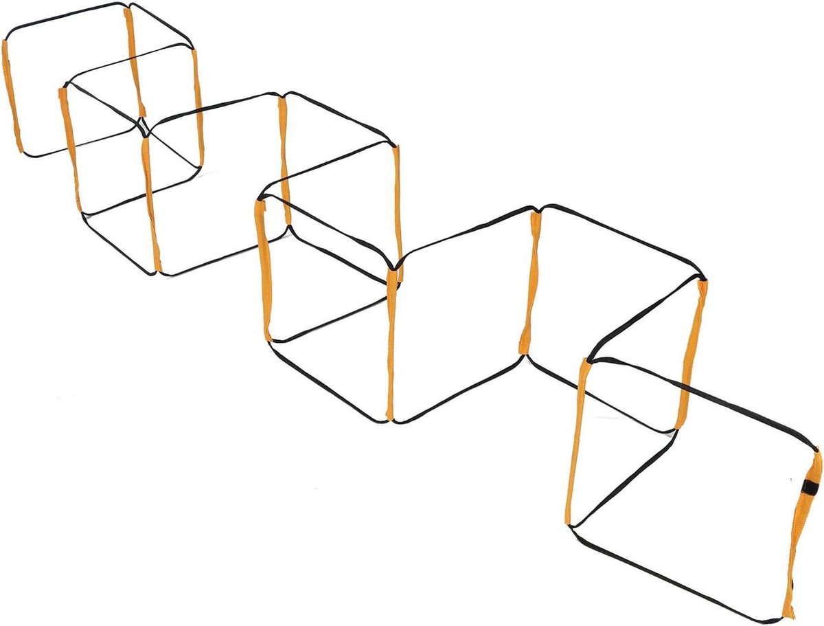 Behendigheidsladder - Trainingsladder Voetbal - Sportprestaties Verbeteren - 12 Verstelbare Sporten - 40x40cm per sport - Oranje