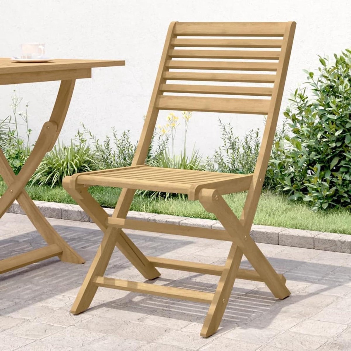 Tuinstoelen Hout - Stoelen Set - Buiten Zitten - Massief Acaciahout - 485 x 615 x 87 cm - Natuurlijk Hout