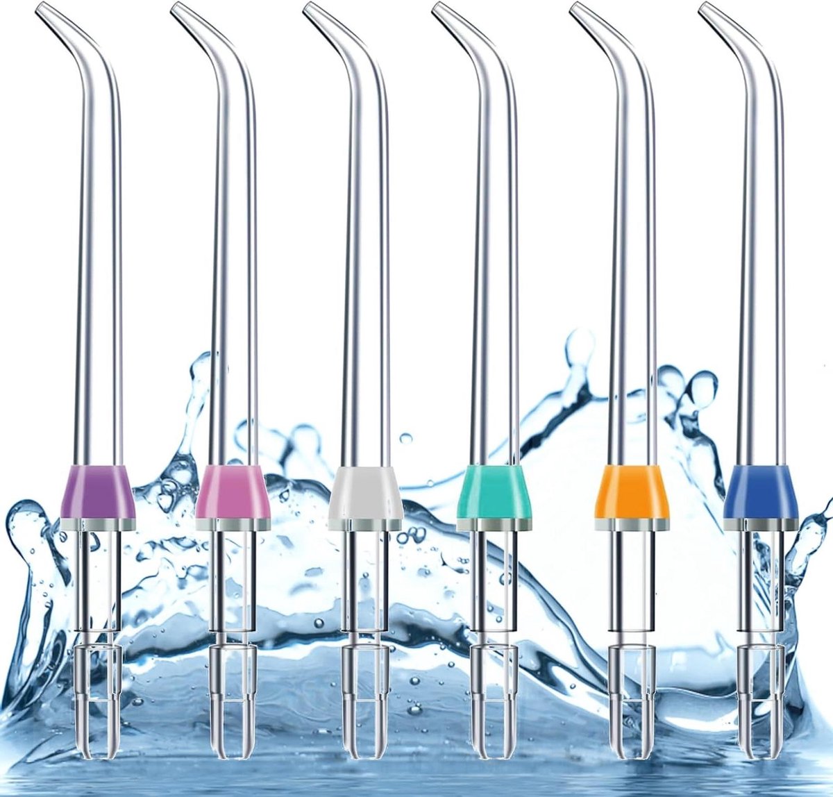 Reserve sproeiers monddouche - Reservekoppen waterstraal - Optimale mondgezondheid - Universele compatibiliteit - 6 stuks - Meerkleurig