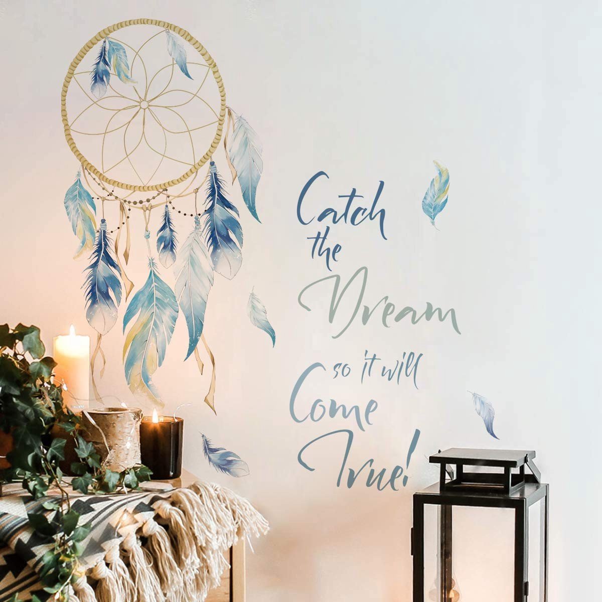 Dailygoody - Dream Catcher Quotes - Kleurrijke Muurstickers - Perfect voor Slaapkamer en Woonkamer - Decoratieve Wall Art - Geschikt voor Kinde..
