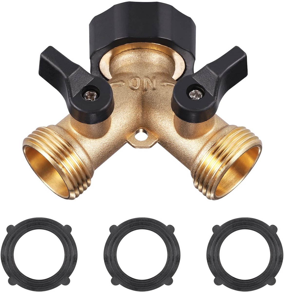 Dailygoody - Splitser voor waterkraan - Y-vormige tuinslangaansluiting - Messing - 2 wegen - Geschikt voor wasmachine en tuin
