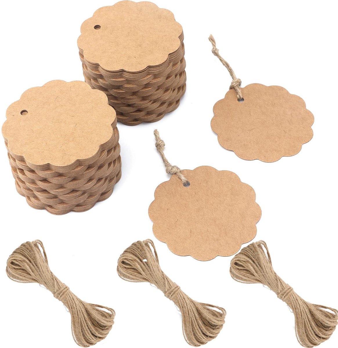 Dailygoody - Cadeaulabels - Kraftpapier Hangers - Dikke etiketten - 6 cm - Labels voor geschenkverpakkingen - 200 stuks - Kunsthandwerk