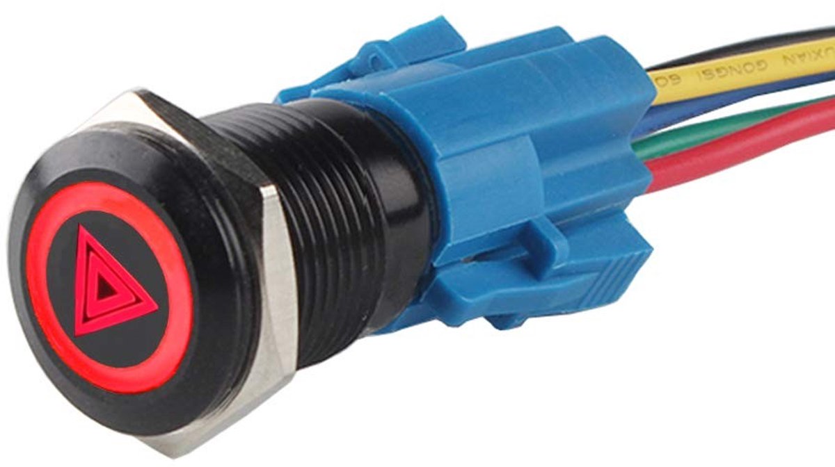 Dailygoody - Auto Tuimelschakelaar - Waterdichte Drukschakelaar - Eenvoudige installatie - Rood Licht - Noodverlichting - Geschikt voor 12V voertuigen
