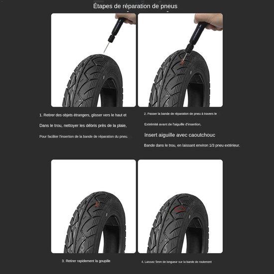 Bandenreparatieset Motorfiets - Fietsbanden Reparatiekit - Snel Banden Plakken - Universele Compatibiliteit - 11 x 3 x 3 cm - Zwart — afbeelding 4