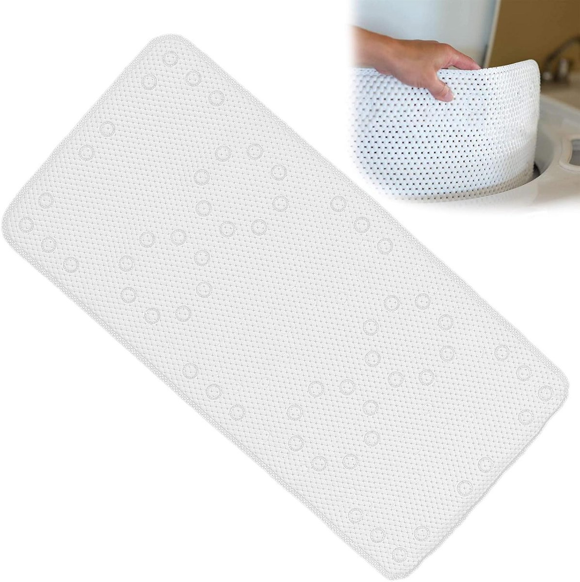 Badmat Antislip - Douchemat Veilige Mat - Veilige Badkamer - Ademend Schuim - 43 x 91 cm - Wit