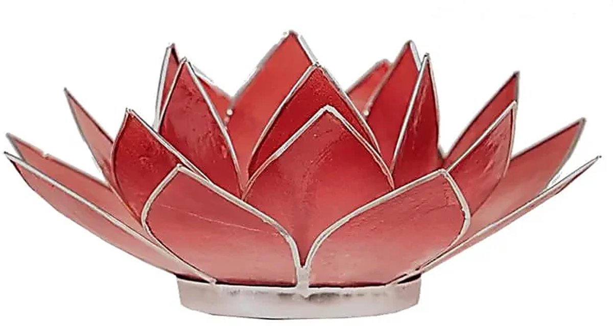 Lotus sfeerlicht roze/rood zilverrand (1 stuks)