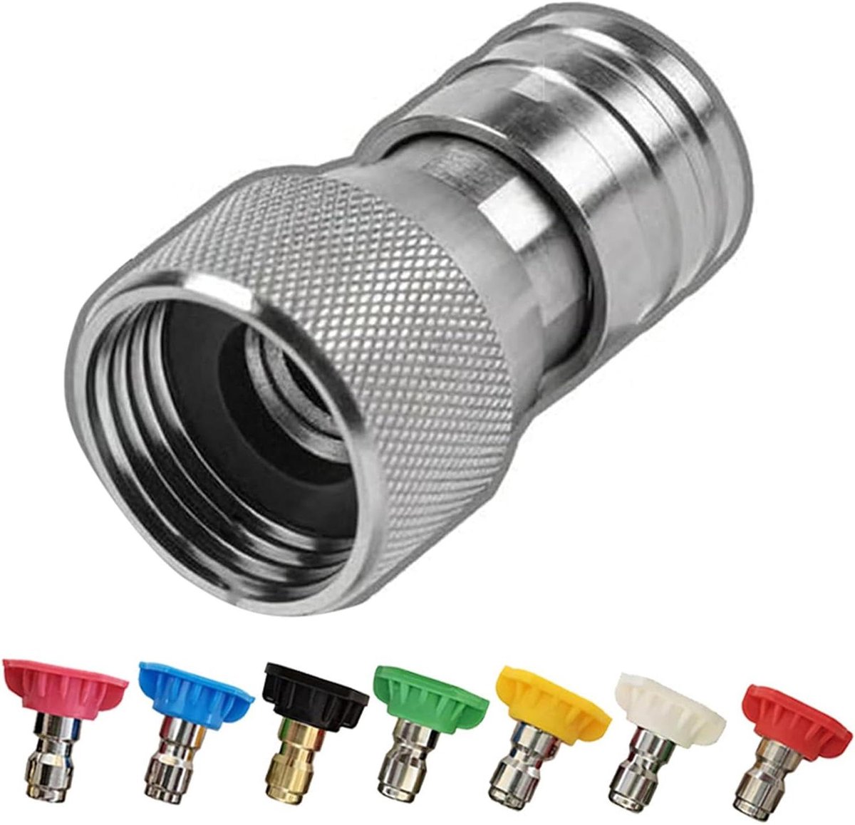 Hogedruk Spuitkop - Reinigingsspuit Tuinspuit - Buiten Reinigen - 7-in-1 Verstelbaar Mondstuk - 10 x 8 x 3 cm - Zilver