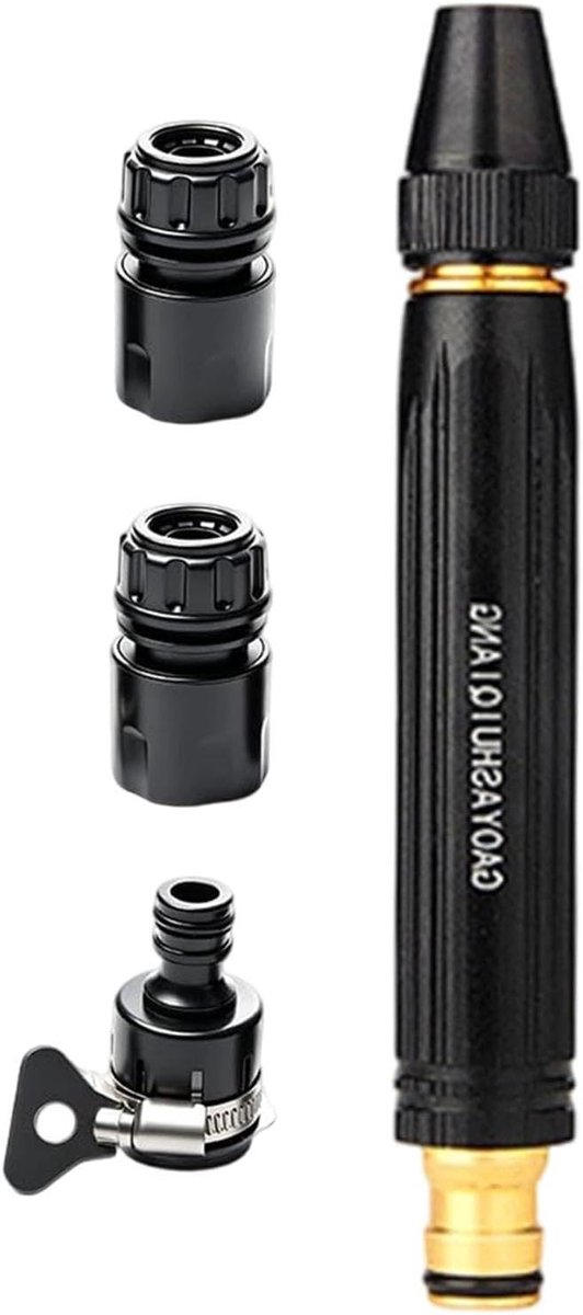 Waterslang Sproeikop - Hogedruk Reiniger - Tuin Onderhoud - Ergonomisch Handvat - 16.7cm Lengte - Zwart