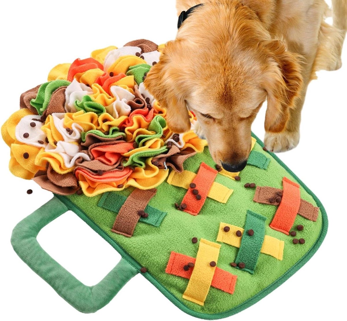 Huisdier Snuffelkussen - Honden Voedermat - Interactief Spelen - Antislip Basis - 52x50x6 cm - Groen