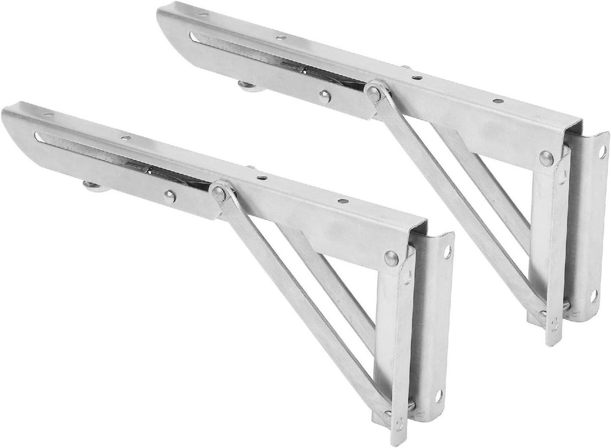 Opvouwbare Plankbeugel - Driehoekige Beugel - Ruimte Besparen - Zwaar Gebruik - 24 cm - Zilver