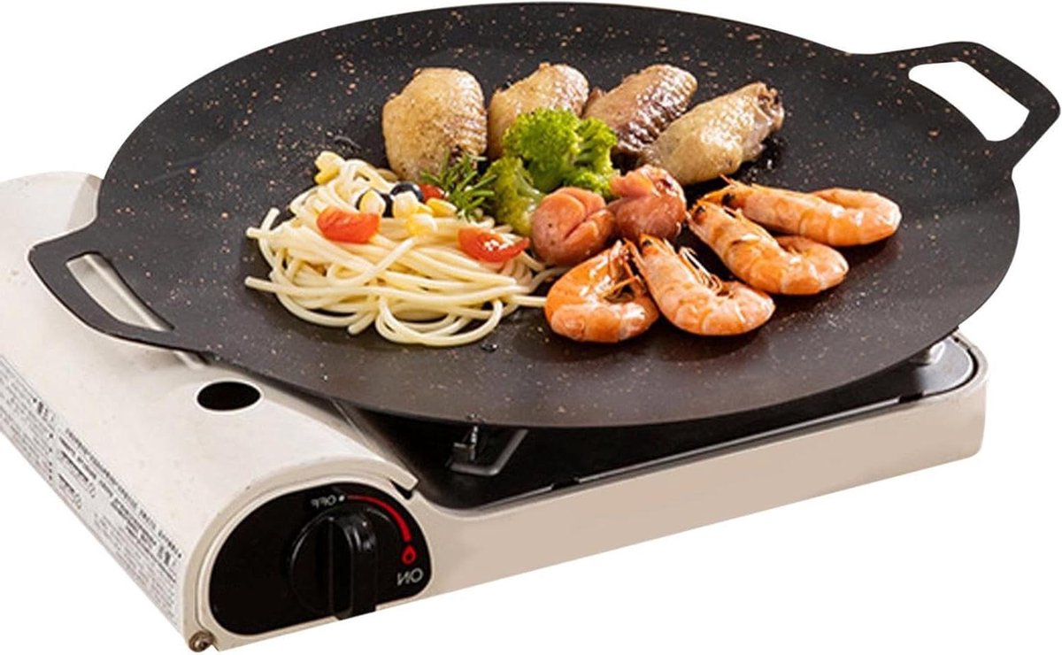 Grill Pan Bakplaat Inductie Koken Buiten Antiaanbaklaag 28 cm Zwart