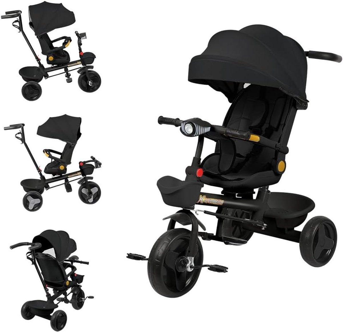 Driewieler Kinderen - Loopfiets Baby - Buiten Spelen - Schaalbaar Ontwerp - 74 x 46 x 106 cm - Zwart