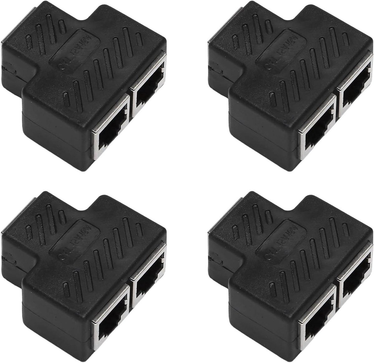 RJ45 Splitter Adapter - Ethernet Extender Connector - Netwerk Uitbreiden - 1 naar 2 Poorten - 4 stuks - Zwart
