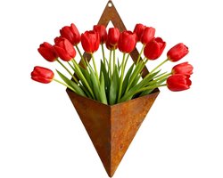 Wandvazen Metaal - Bloempot Muur Plantenbak - Leefruimte Verfraaiing - Geometrisch Vintage Stijl - 8 x 18 x 8 cm