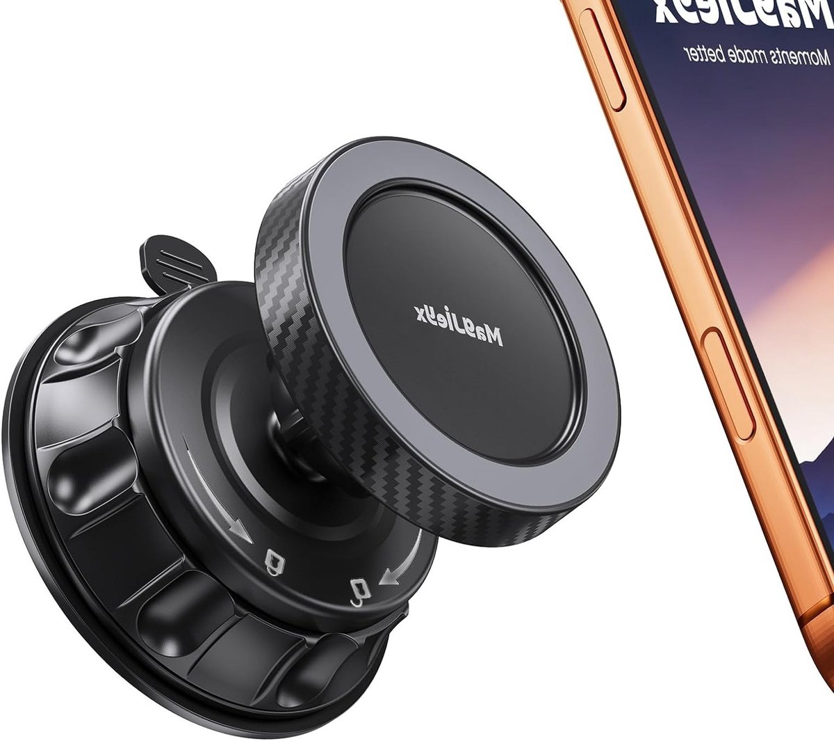 Magnetische telefoonhouder met sterke N55 magneet, 360° rotatie, ideaal voor auto, keuken en fitness, geschikt voor iPhone en MagSafe accessoires