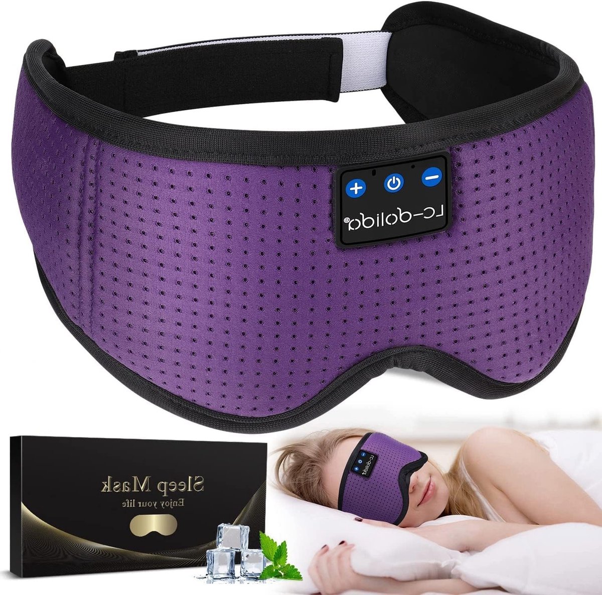 Draadloos Slaapmasker met Bluetooth, Ingebouwde Speakers en Microfoon voor Diepe Slaap, Reizen en Meditatie, Ademend en Wasbaar