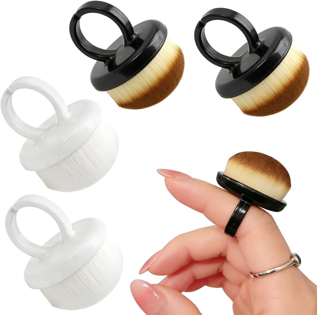 Nagelstofborstels set van 4, zachte haren, ringmodel, ideaal voor manicure thuis en in de salon, professioneel gebruik