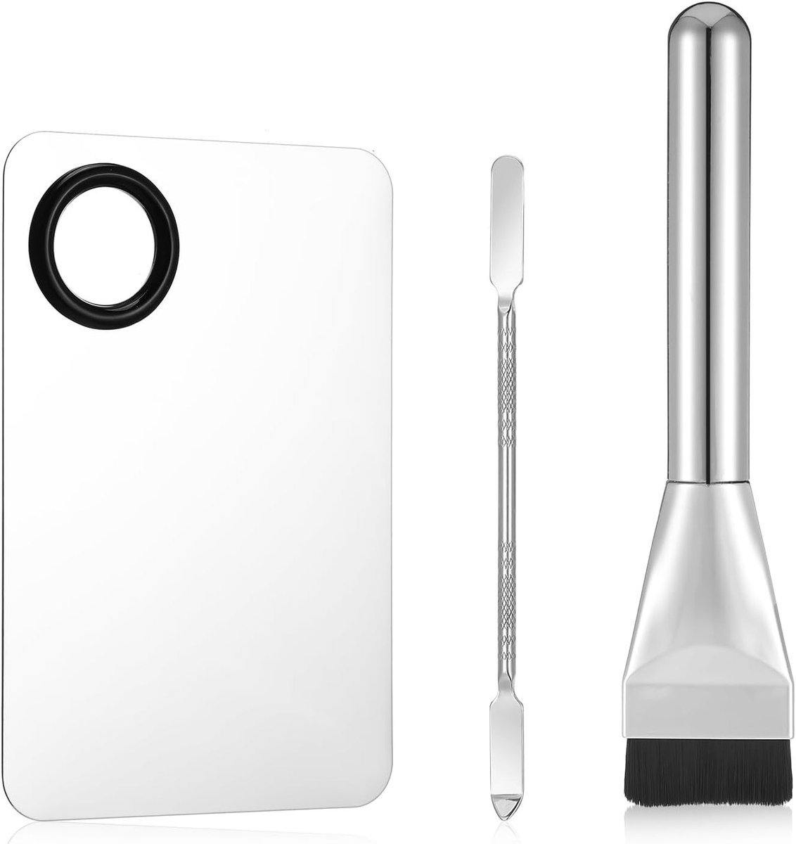 3-delige Spatelset voor Cosmetica - Make-up Palet, Foundation Borstel en Accessoires voor Vrouwen en Meisjes, Perfect voor Gezichtsverzorging en Make-up Applicatie