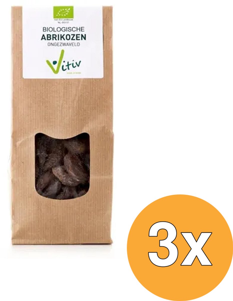 3x Vitiv Abrikozen Ongezwaveld Bio (1000 gr)