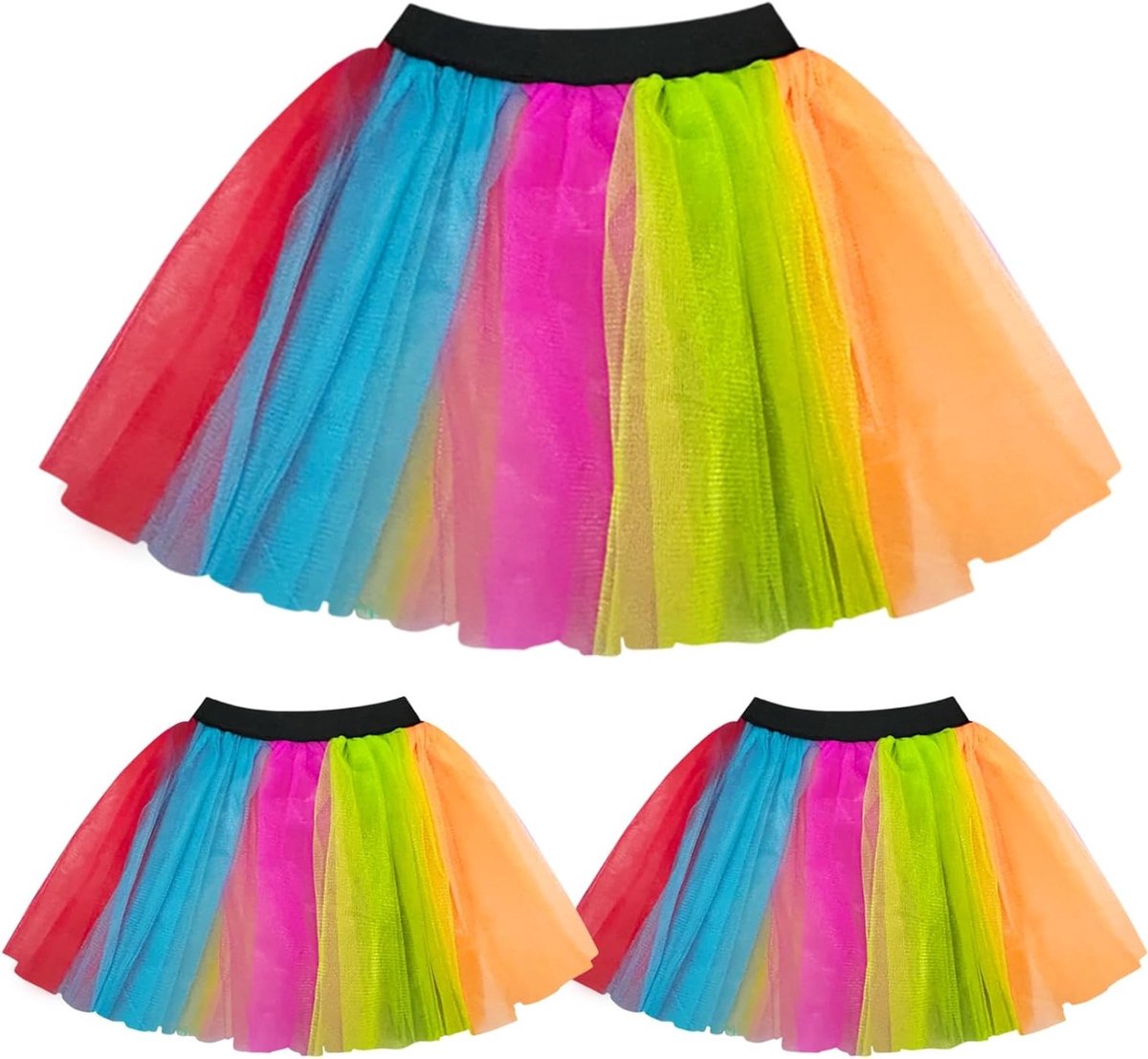 3-delige neon tutu rok voor vrouwen - 80s kostuum, neon feestaccessoires, retro rave outfit en vrijgezellenfeest kleding