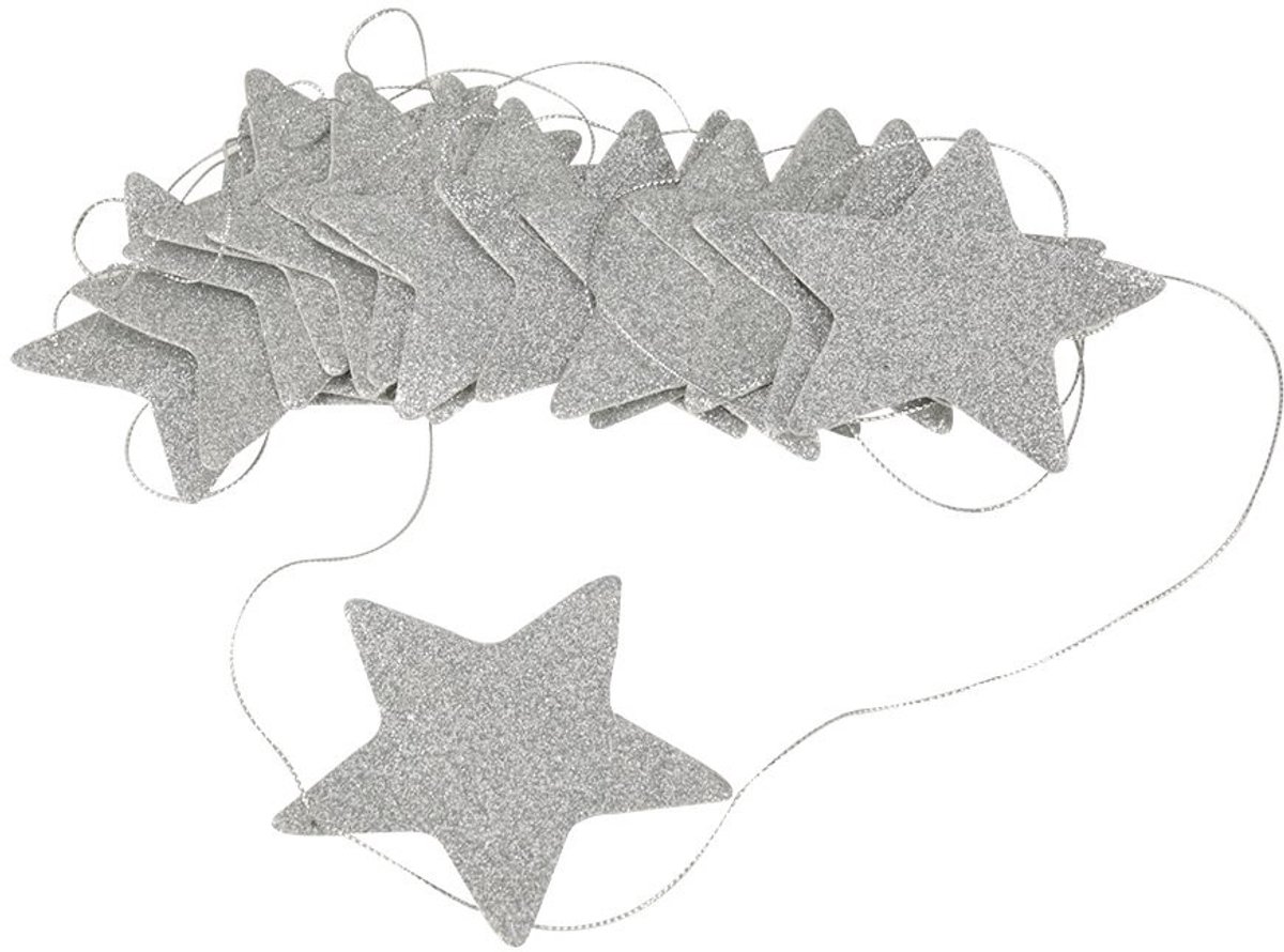 Store_7 - Glitter Star Garland - Decoratie voor Kinderen - 2.5 Meter - Feestelijke Slinger - Zilver - Voor Baby- en Kinderkamers