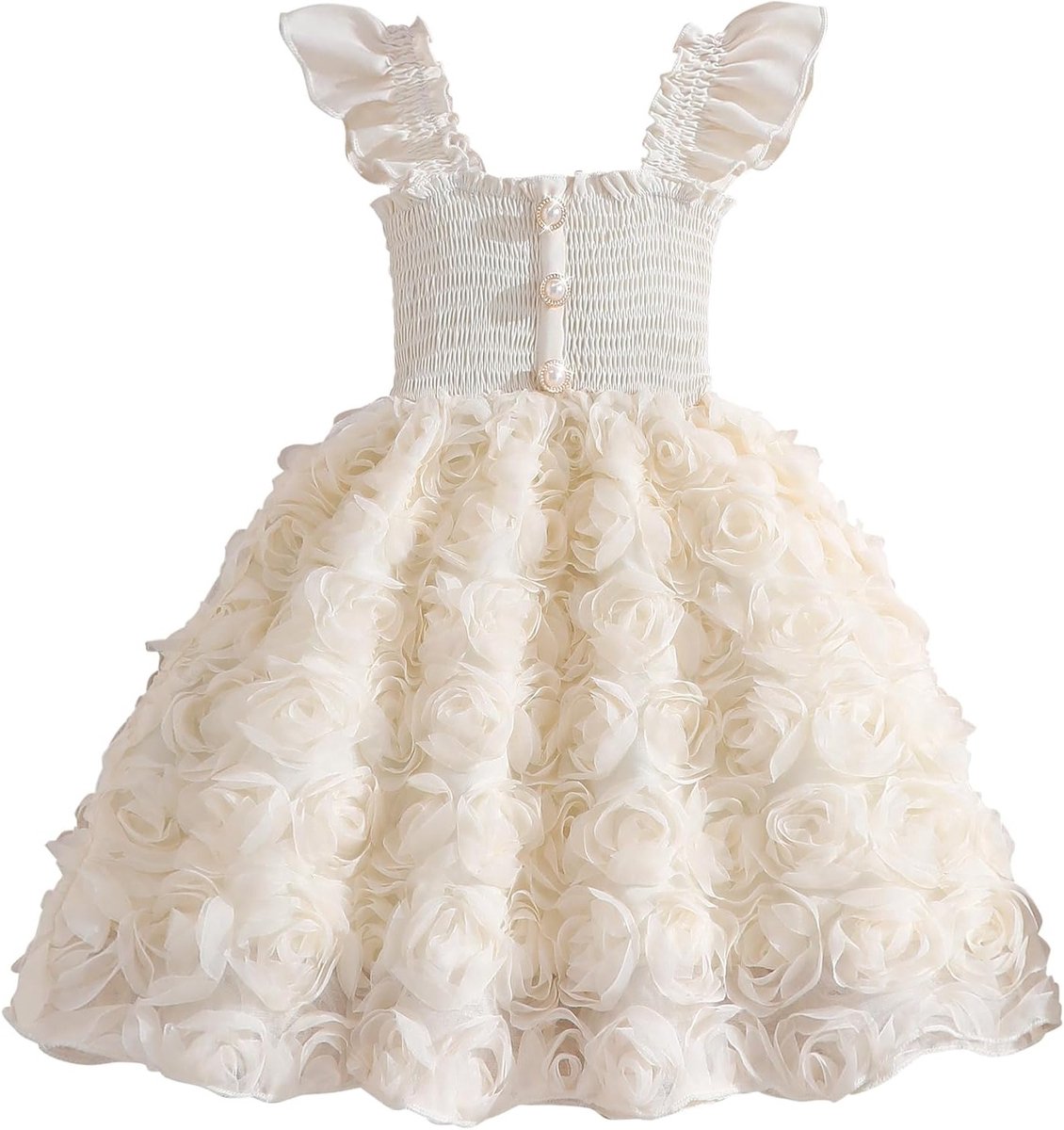 Meisjes Prinsessenjurk met 3D Bloemen, A-Lijn Feestjurk voor Kinderen, Mouwloos Tulle Jurkje voor Verjaardag en Bruiloft, Geschikt voor 2-8 Jaar