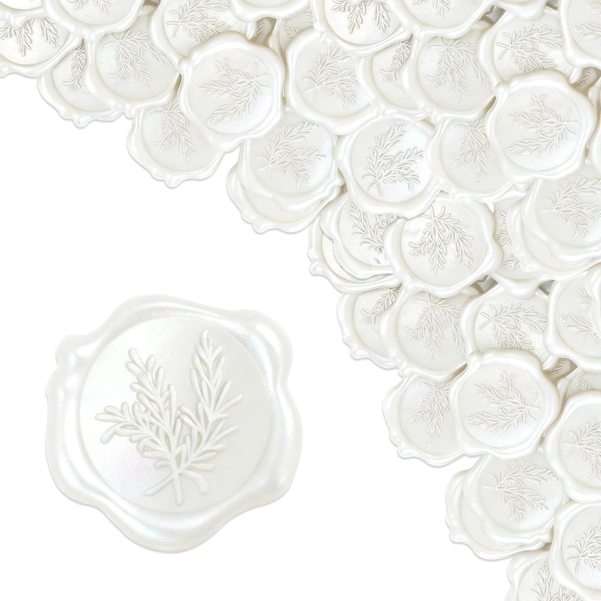 50 Stuks Witte Waszegels Zelfklevend met Hartmotief voor Trouwen, Cadeauverpakking en DIY Projecten