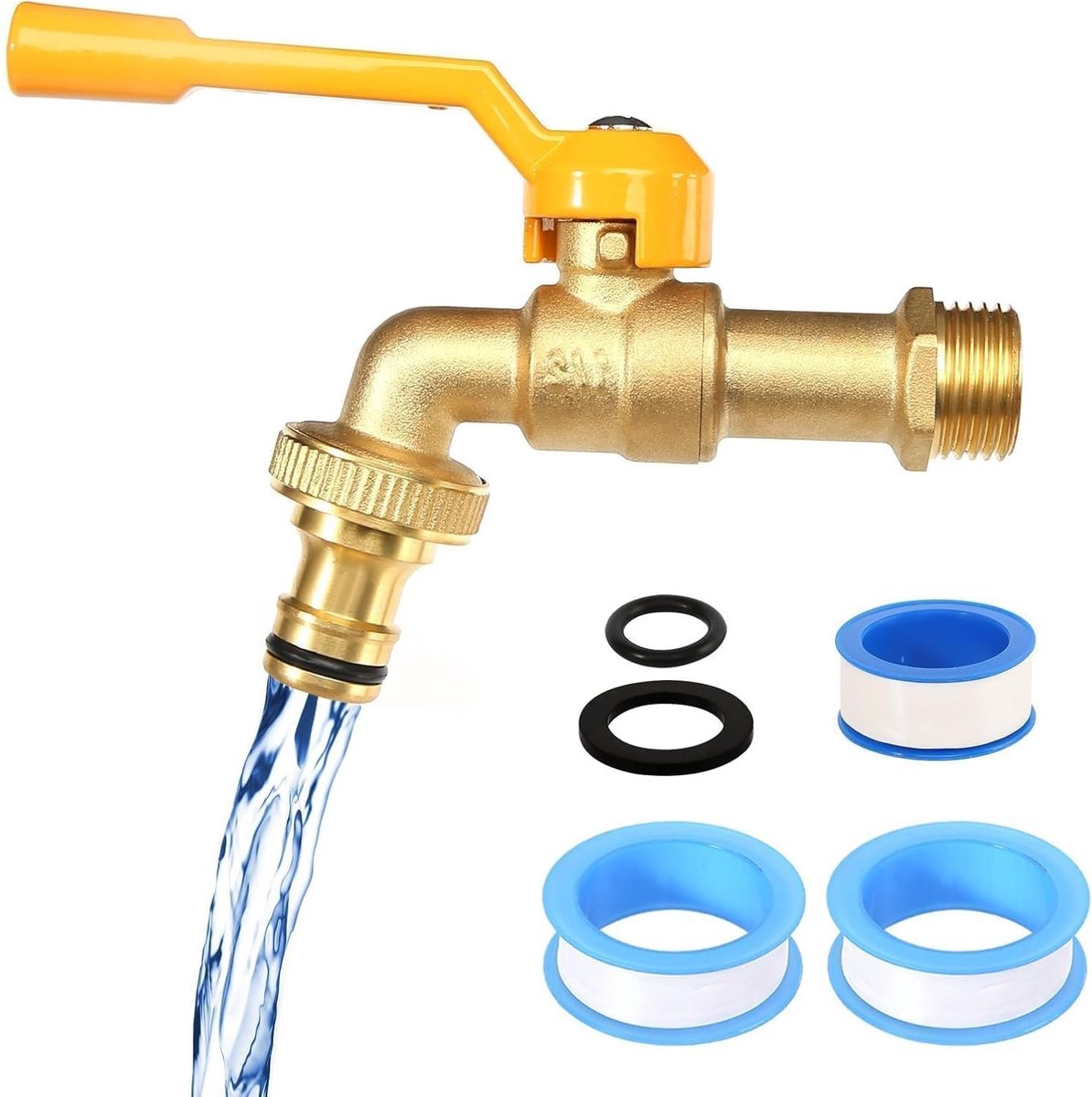 1/2 Inch Brass Ball Valve - Outdoor Frost Resistant -20°C - Heat Resistant 120°C - Garden Tap with 3 Drum Sealing Tape - Outdoor Spout Tap for Garden Rain Barrel