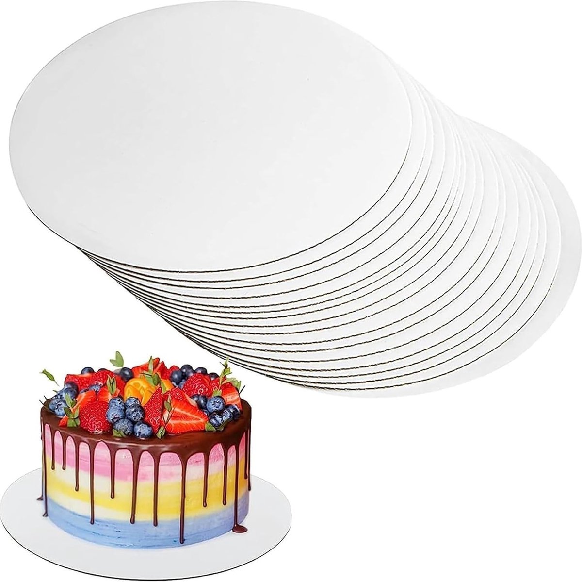 Set van 20 ronde taartschalen 30 cm - witte premium schalen voor taarten, gebak en desserts