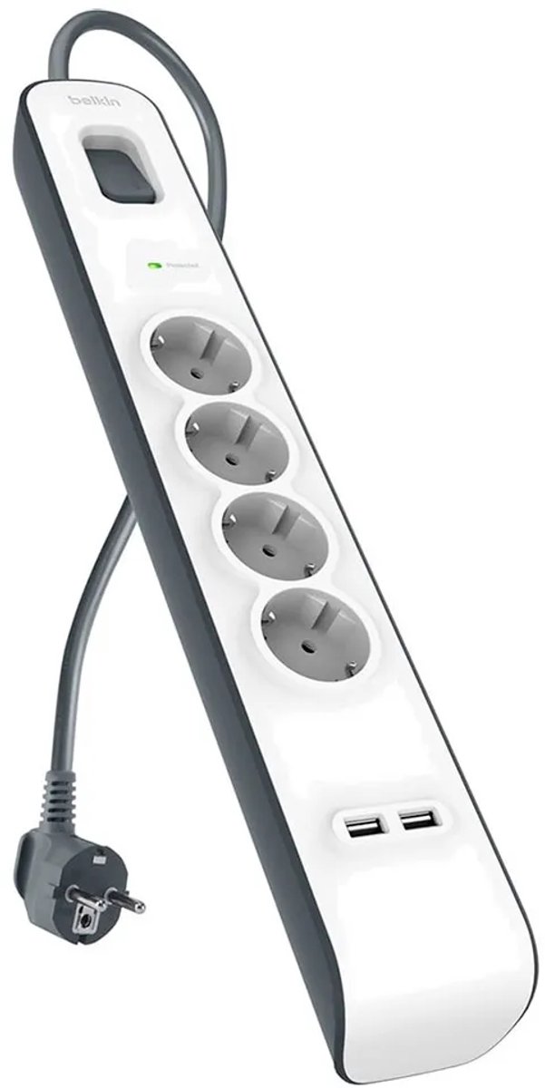 Belkin Bsv401vf2m-v2 Stekkerdoos Met 4 Stopcontacten En Schakelaar 2 M Transparant One Size / EU Plug 220V