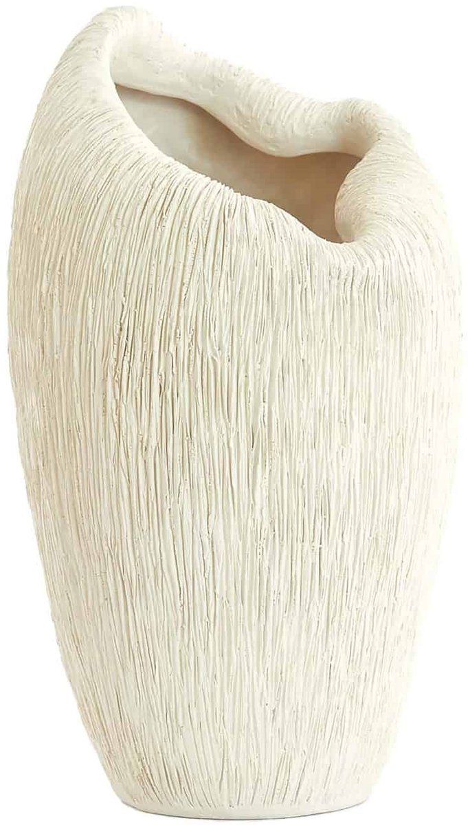 Light & Living Vaas Denisa - Crème - 21.5x20.5x36.5cm - Kunststof - Modern - Bloemenvaas - Woondecoratie - Decoratieve vaas voor woonkamer of slaapkamer Wit
