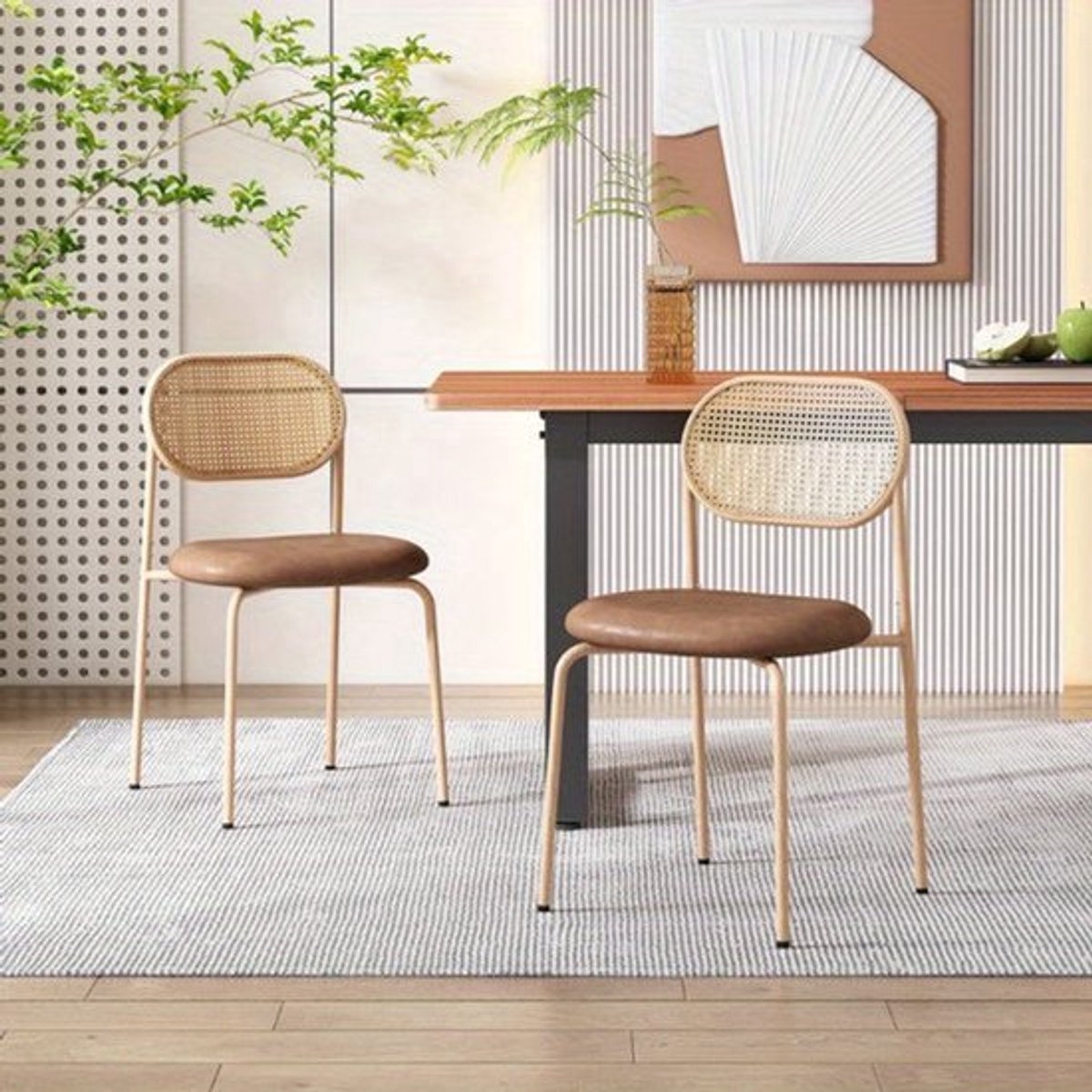 2-delige Eetkamerstoel Set – Moderne Stoel – Rattan Stoel – Leunstoel – Design Stoel – Met
