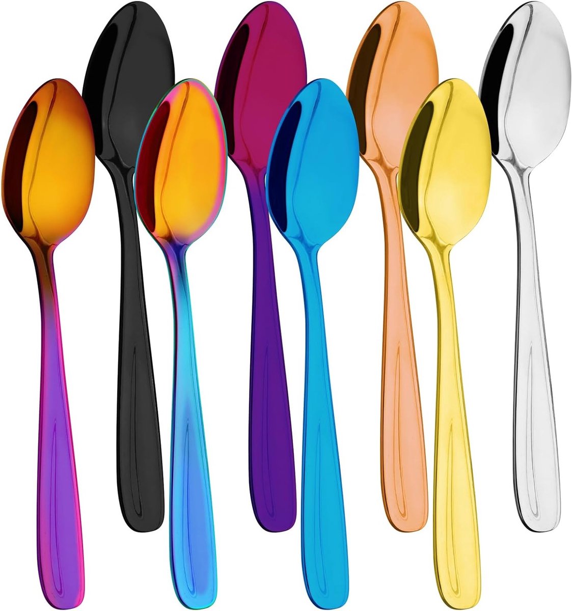Set van 8 RVS Dessertlepels en Tafellepels, Spiegelschoon, Vaatwasmachinebestendig, Ideaal voor IJsdranken, Milkshakes en IJs